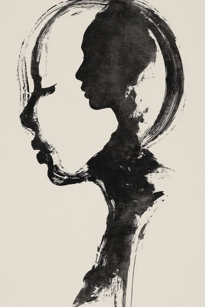 Ink Profile Silhouette Print. poster
