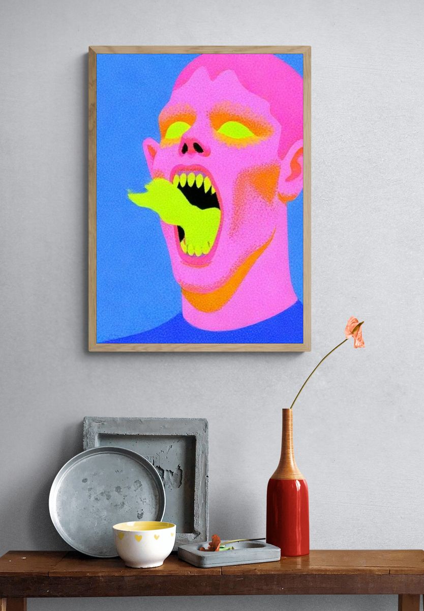 Neon Scream Pop-Art Poster. — room view 3