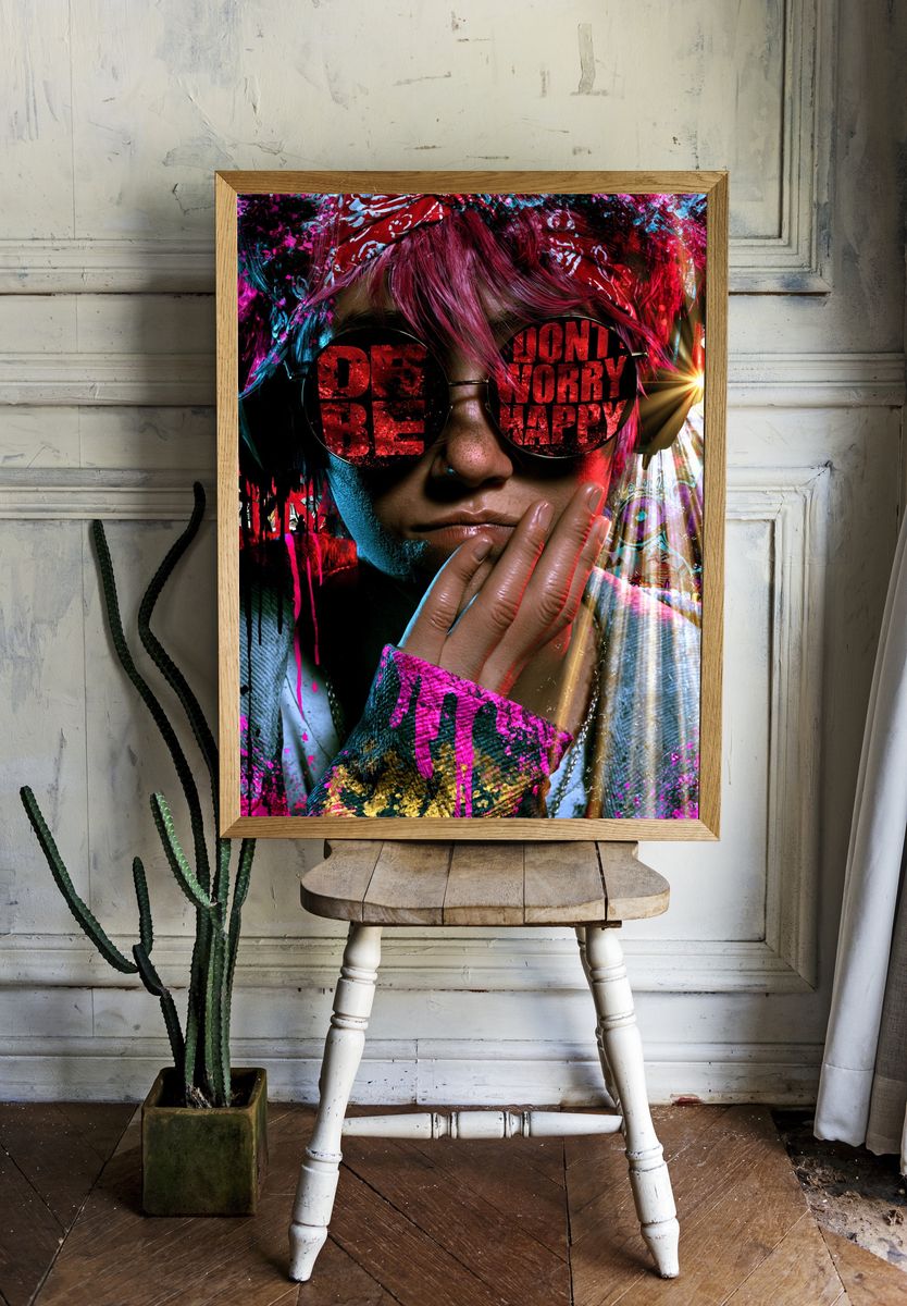 Neon Rebel Portrait Print. — room view 1
