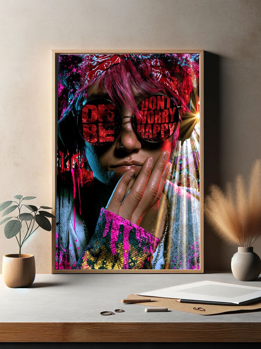 Neon Rebel Portrait Print. — room view 2