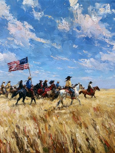 Cowboy Riders on the Plains Print.