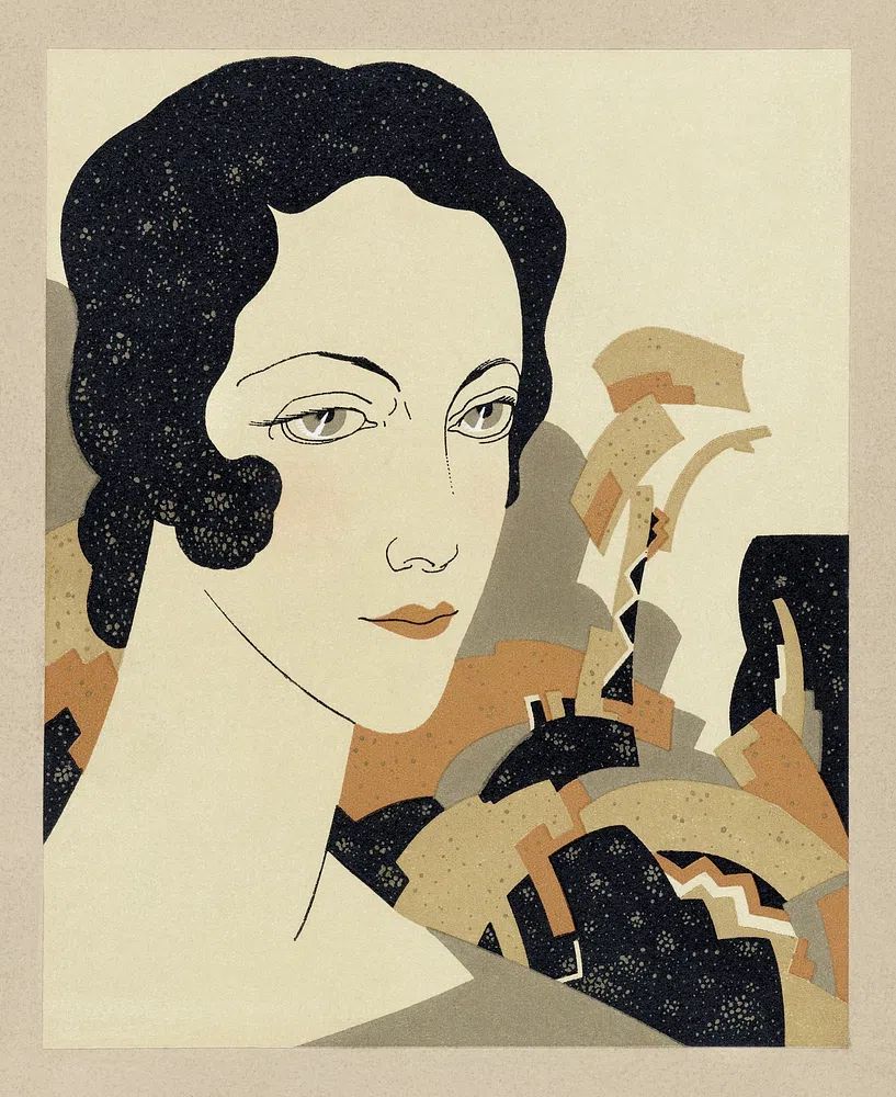 Woman's head (1931) fashion illustration. poster detail