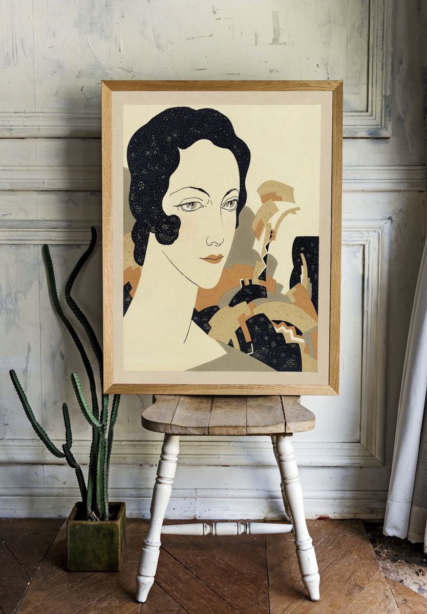 Woman's head (1931) fashion illustration. room preview