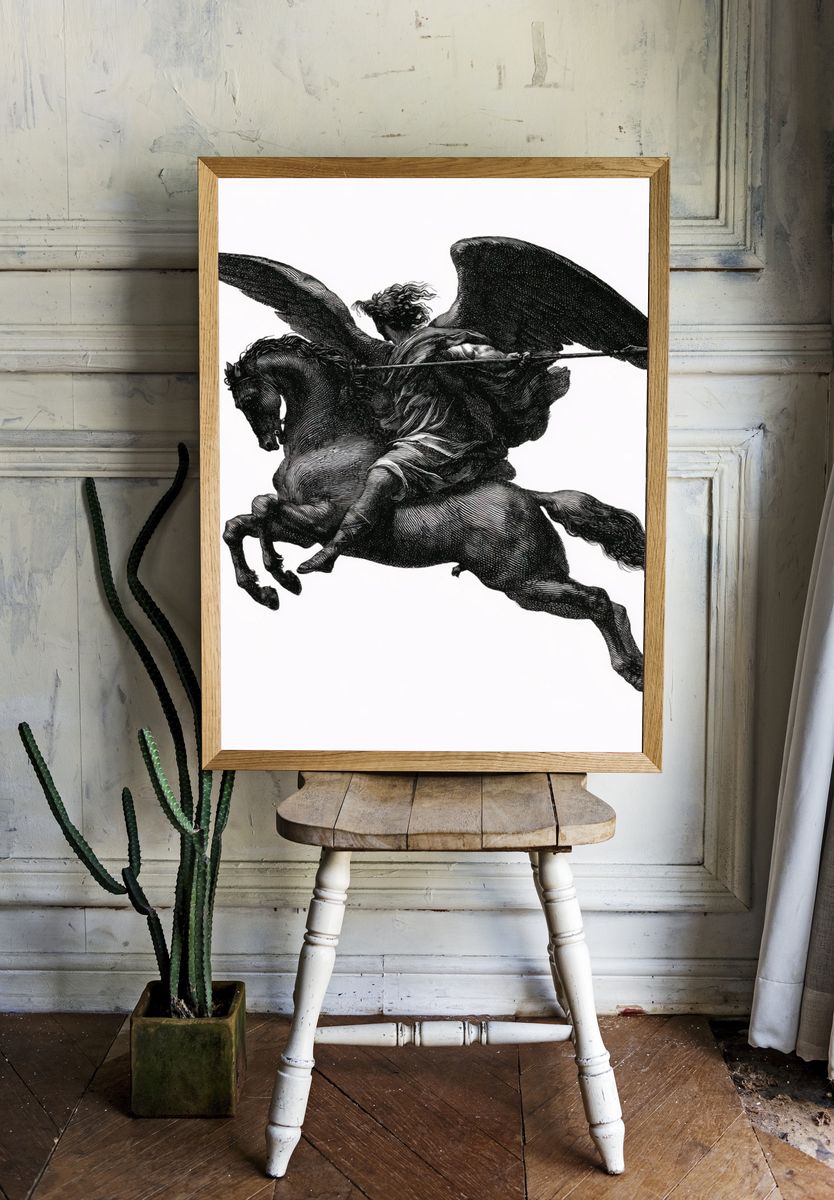 Winged Horse Mythology Print. — room view 1
