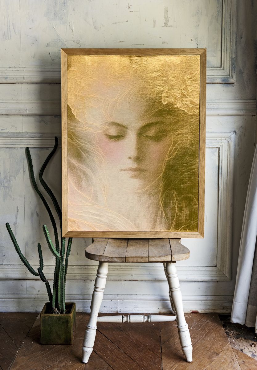 Golden Dream Portrait Print. room preview