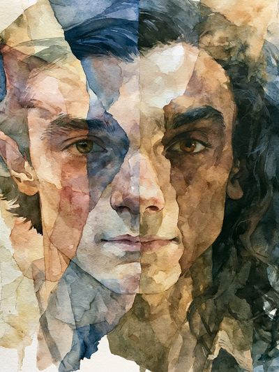 Watercolor Male Portrait Print.