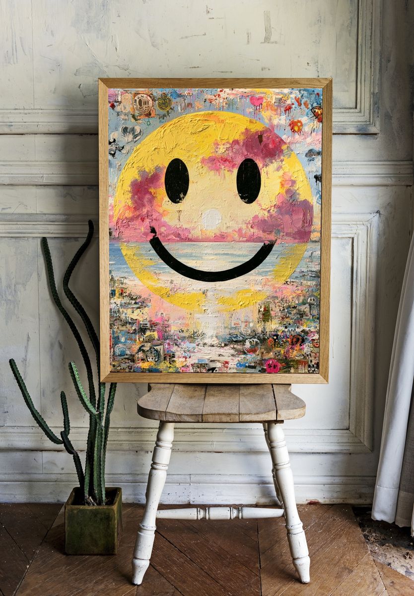 Smiley Pop Art Poster. — room view 1