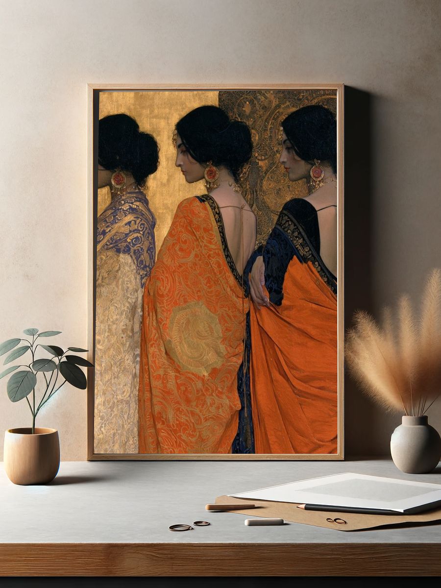 Three Women in Gold — Fine-Art Print. — room view 2