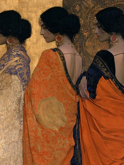 Three Women in Gold — Fine-Art Print. poster