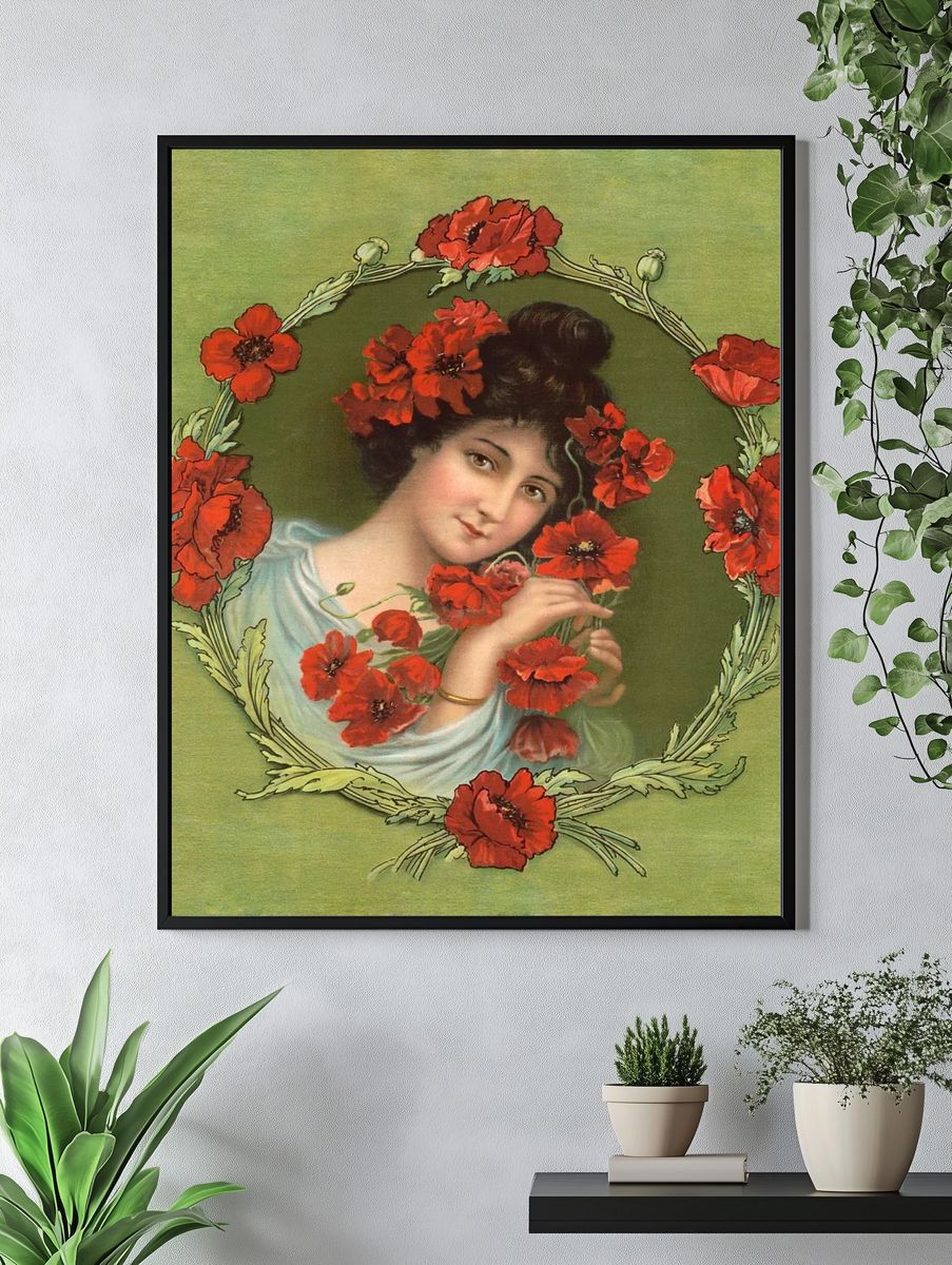 Poppy Portrait Art Nouveau Print. — room view 4