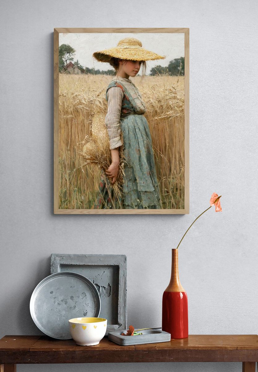 Girl in Wheat Field Fine-Art Print. — room view 3
