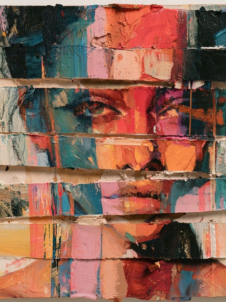 Fragmented Portrait Contemporary Print. poster — fine-art art