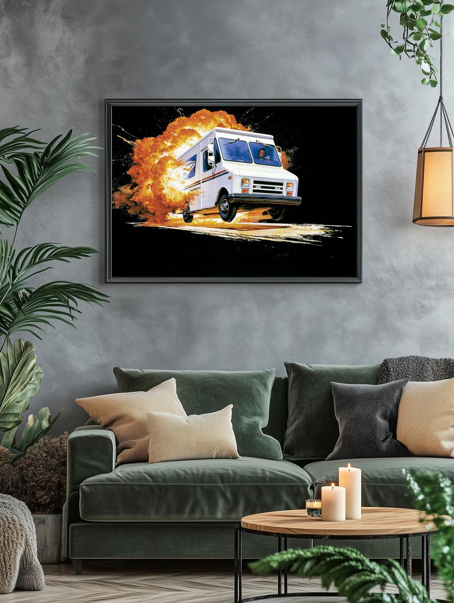 Exploding Delivery Truck Action Poster. — room view 4