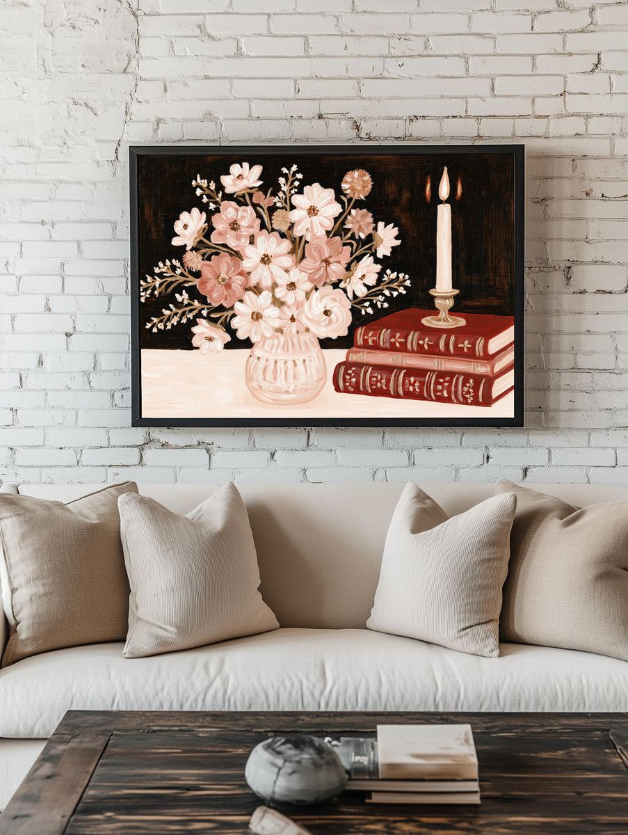 Blush Floral Still Life Poster. room preview
