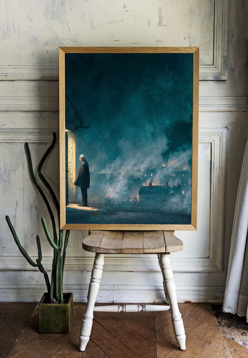 Man at the Door — Surreal Art Print. — room view 1