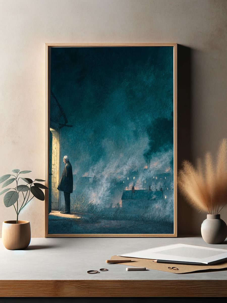 Man at the Door — Surreal Art Print. — room view 2