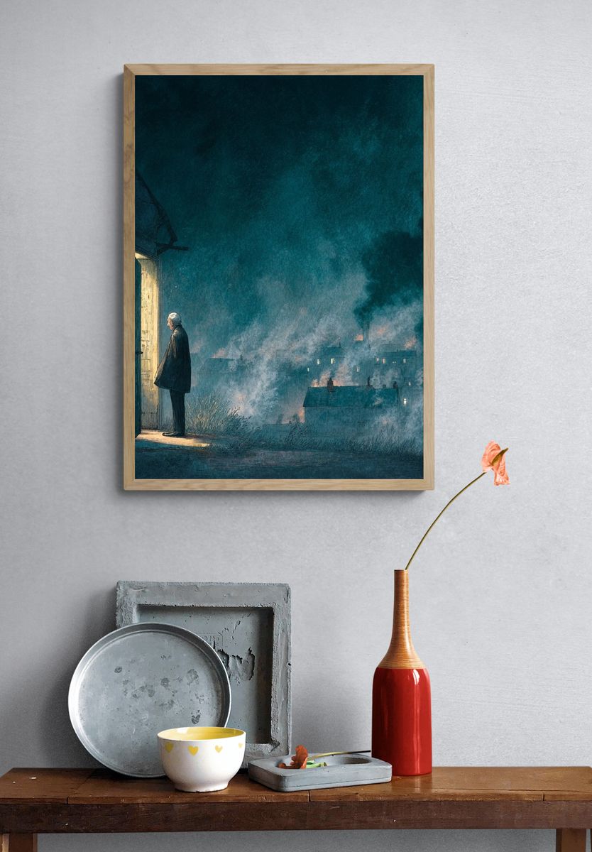 Man at the Door — Surreal Art Print. — room view 3