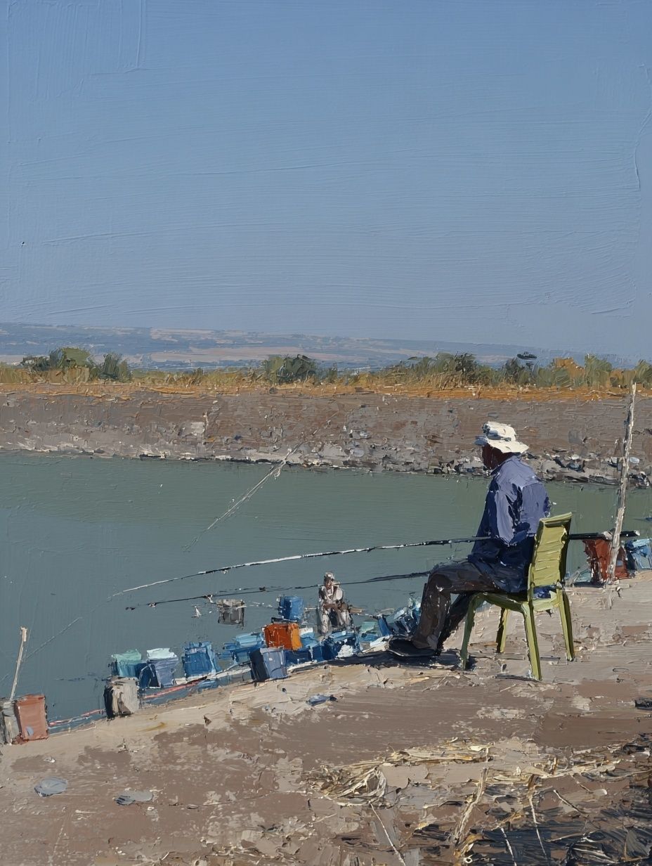 Fishing by the River — Fine Art Print. poster detail