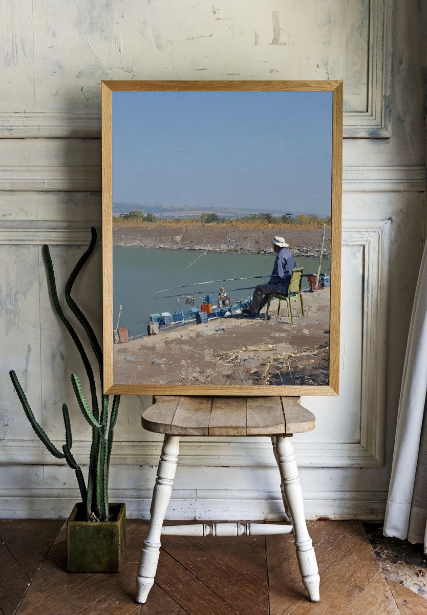 Fishing by the River — Fine Art Print. — room view 1