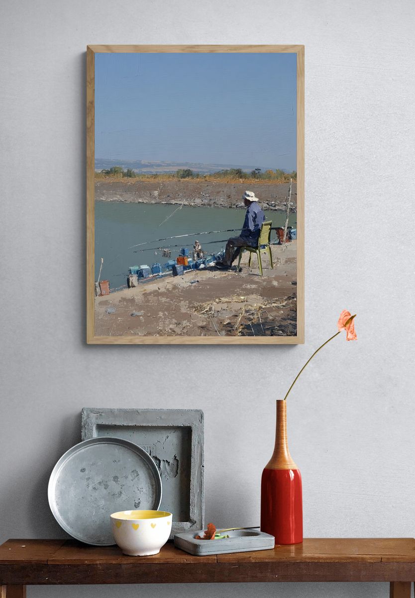 Fishing by the River — Fine Art Print. — room view 3