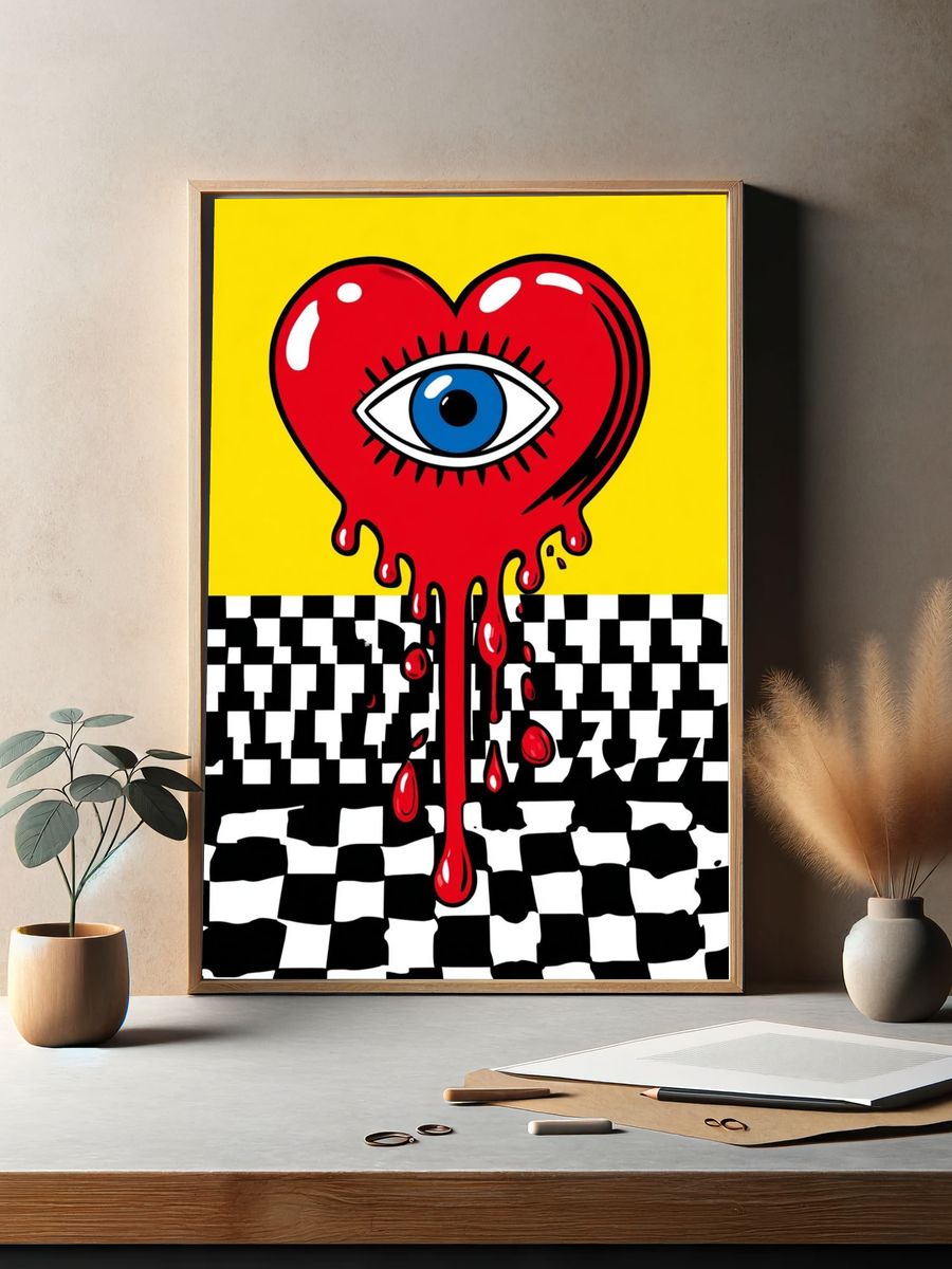 Dripping Heart Eye Pop-Art Poster. — room view 2