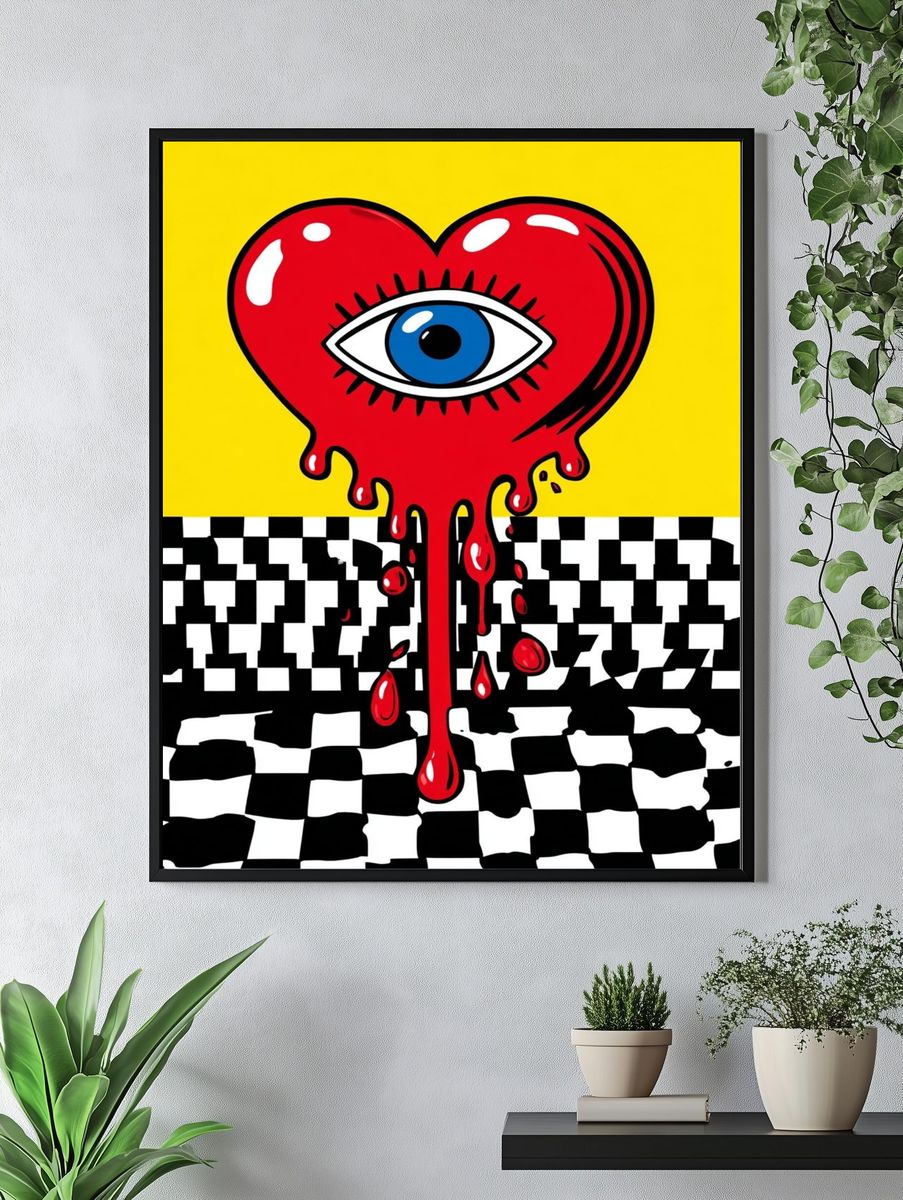 Dripping Heart Eye Pop-Art Poster. — room view 4