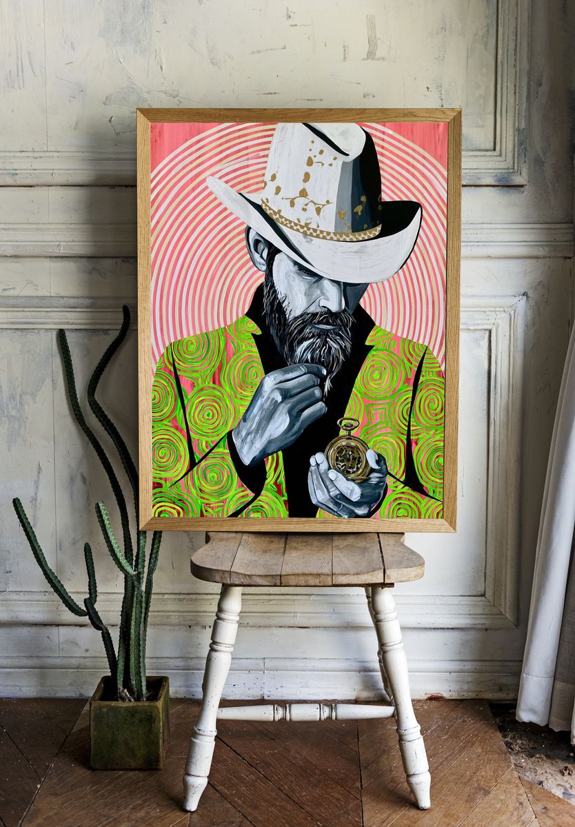 Cowboy Portrait Pop-Art Poster. room preview
