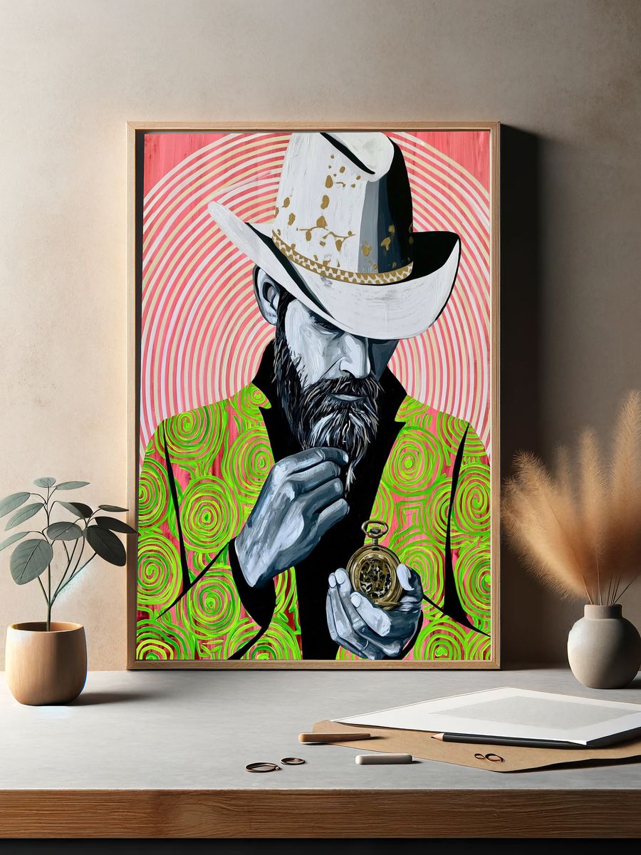 Cowboy Portrait Pop-Art Poster. — room view 2