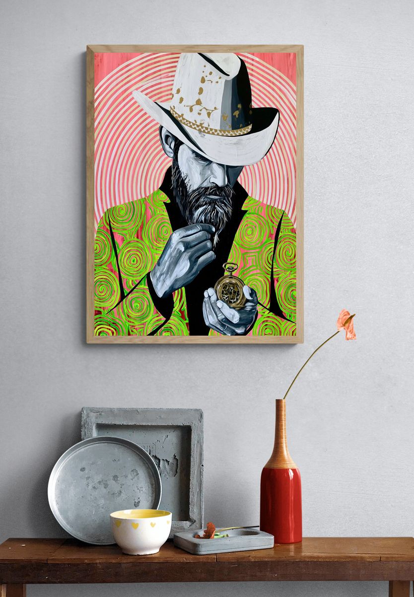 Cowboy Portrait Pop-Art Poster. — room view 3