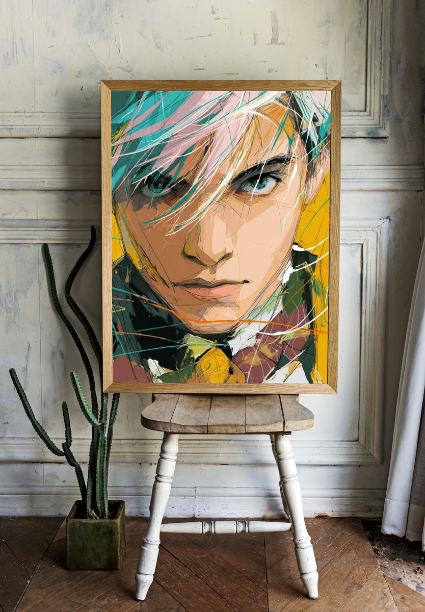 Abstract Portrait Expressionism Poster. — room view 1