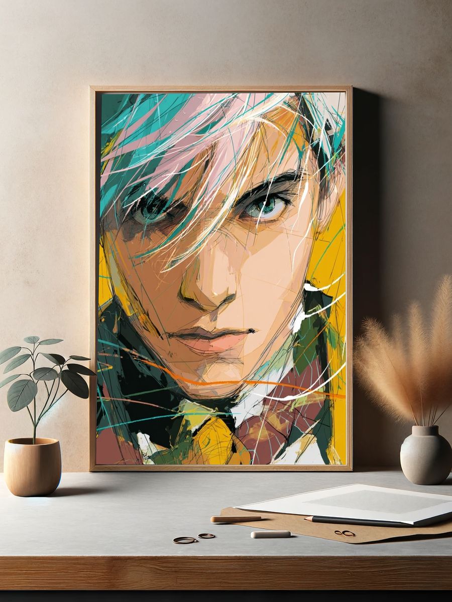 Abstract Portrait Expressionism Poster. — room view 2