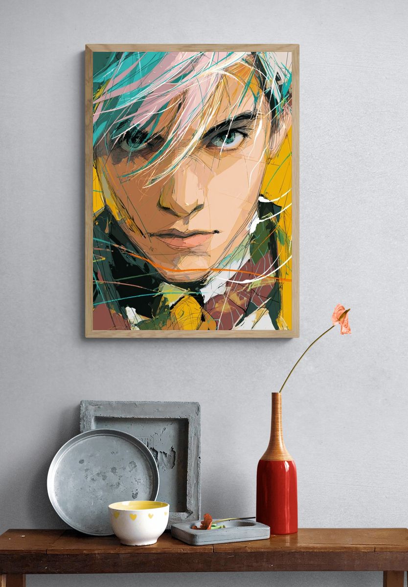 Abstract Portrait Expressionism Poster. — room view 3