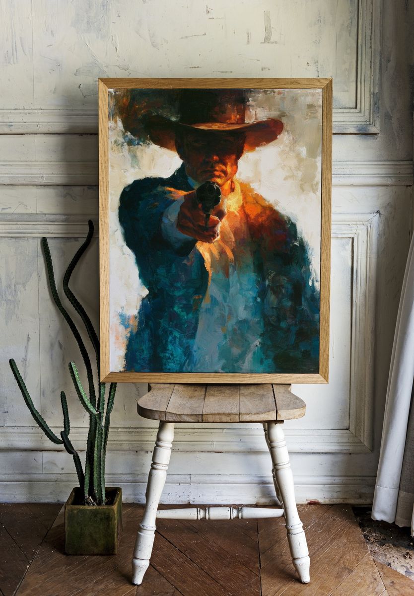 Cowboy Gunman Fine-Art Poster. room preview