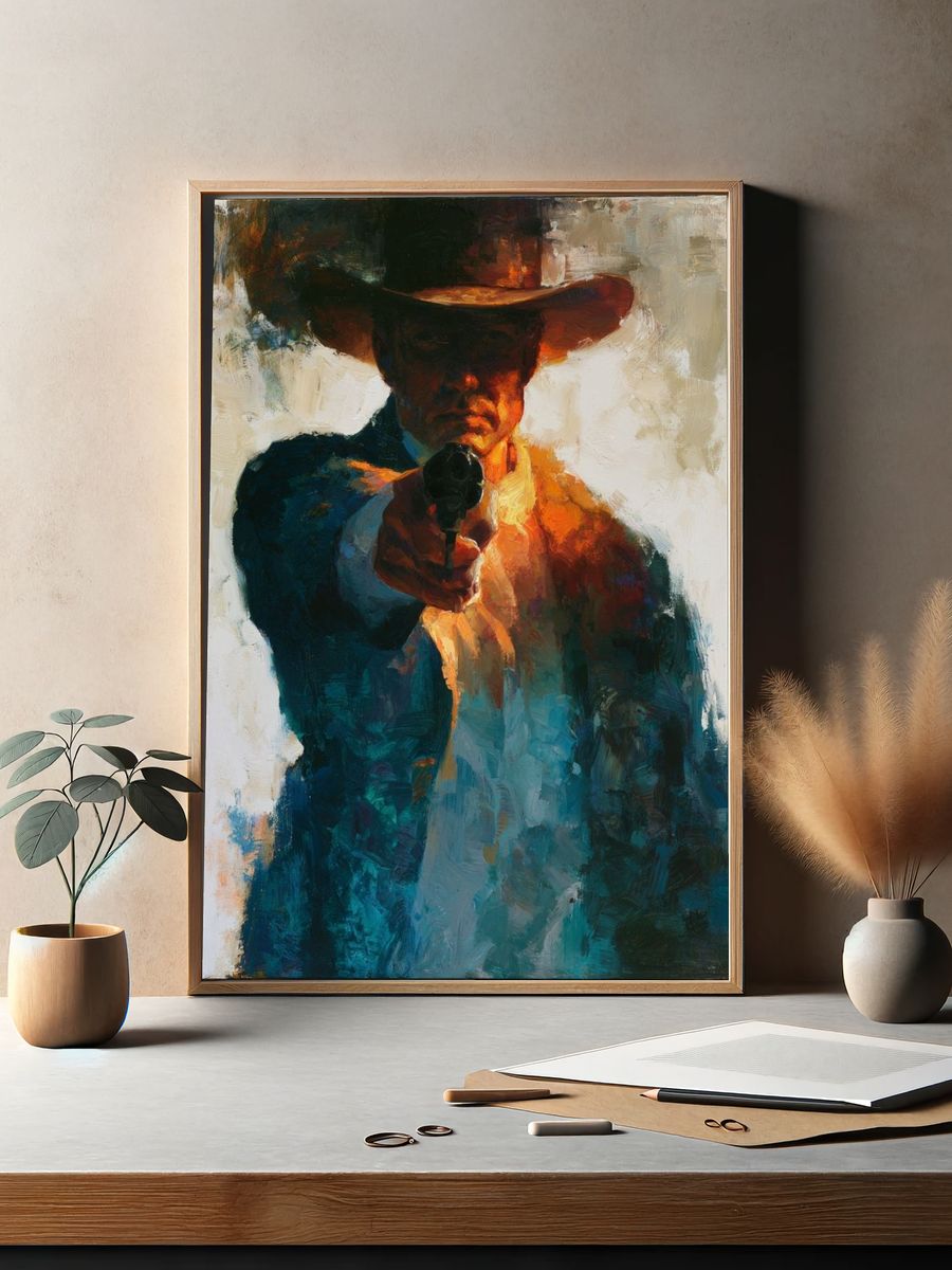 Cowboy Gunman Fine-Art Poster. — room view 2
