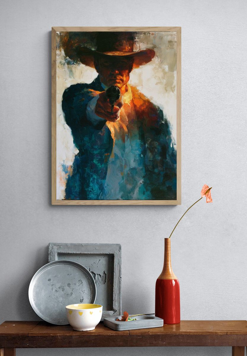 Cowboy Gunman Fine-Art Poster. — room view 3