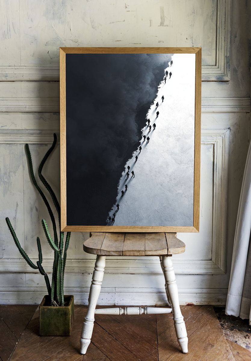 Silhouetted Figures in Contrast — Fine Art Print. — room view 1