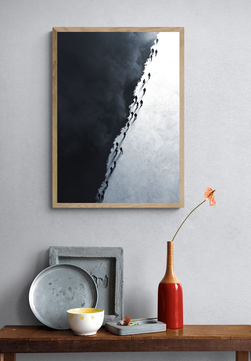 Silhouetted Figures in Contrast — Fine Art Print. — room view 3