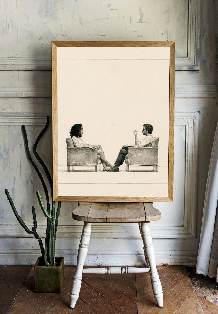 Quiet Conversation Fine-Art Print. room preview