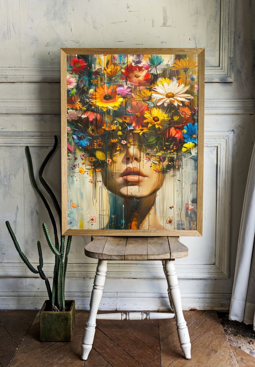 Floral Dream Portrait Print. room preview