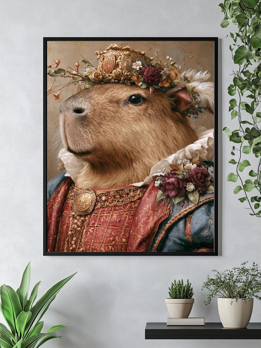Regal Capybara Portrait Print. — room view 4