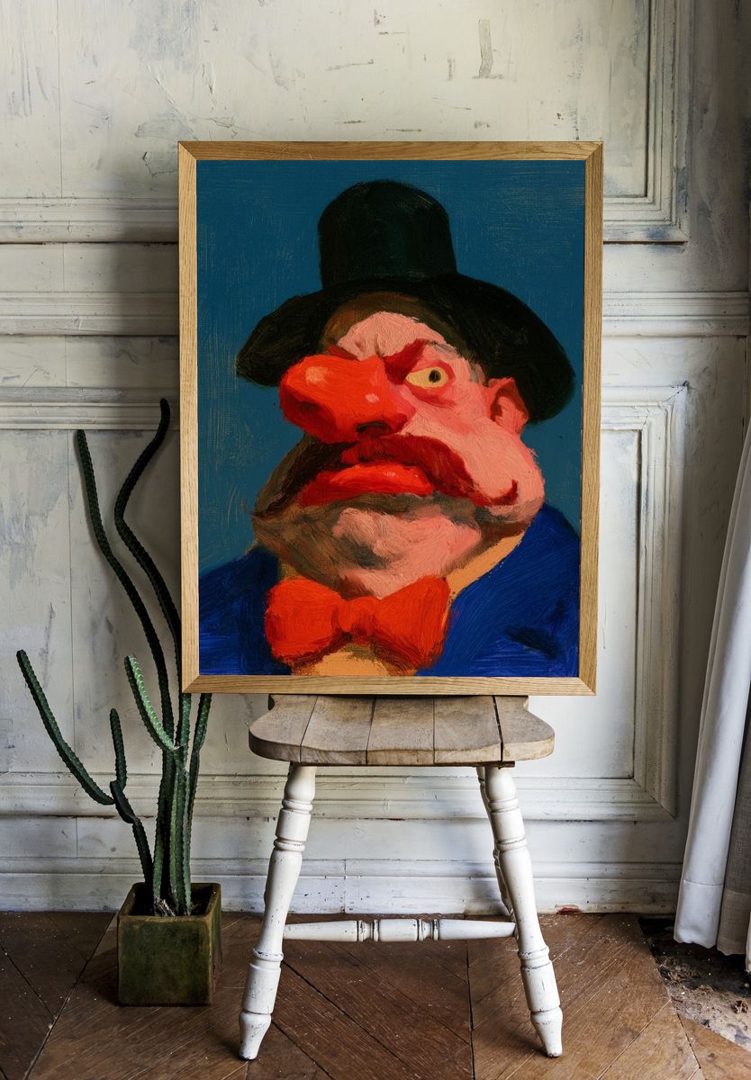 Expressionist Gentleman Portrait Print. room preview