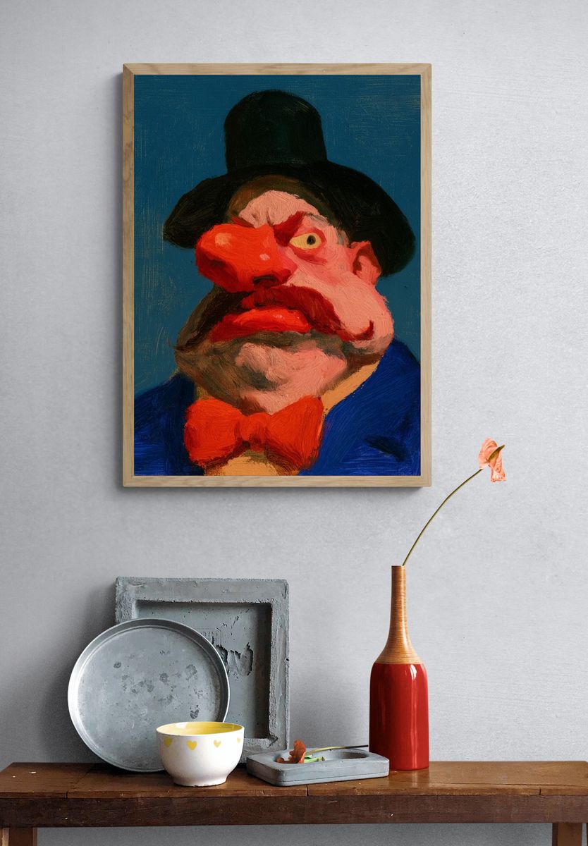 Expressionist Gentleman Portrait Print. — room view 3