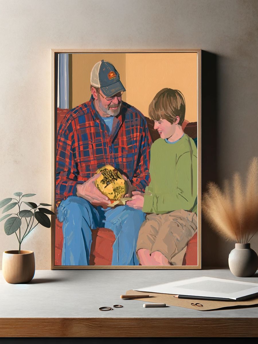 Father and Son Portrait Print. — room view 2