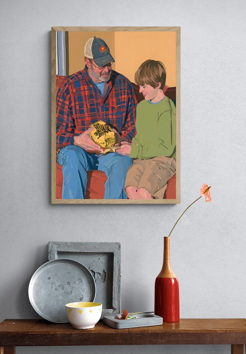 Father and Son Portrait Print. — room view 3