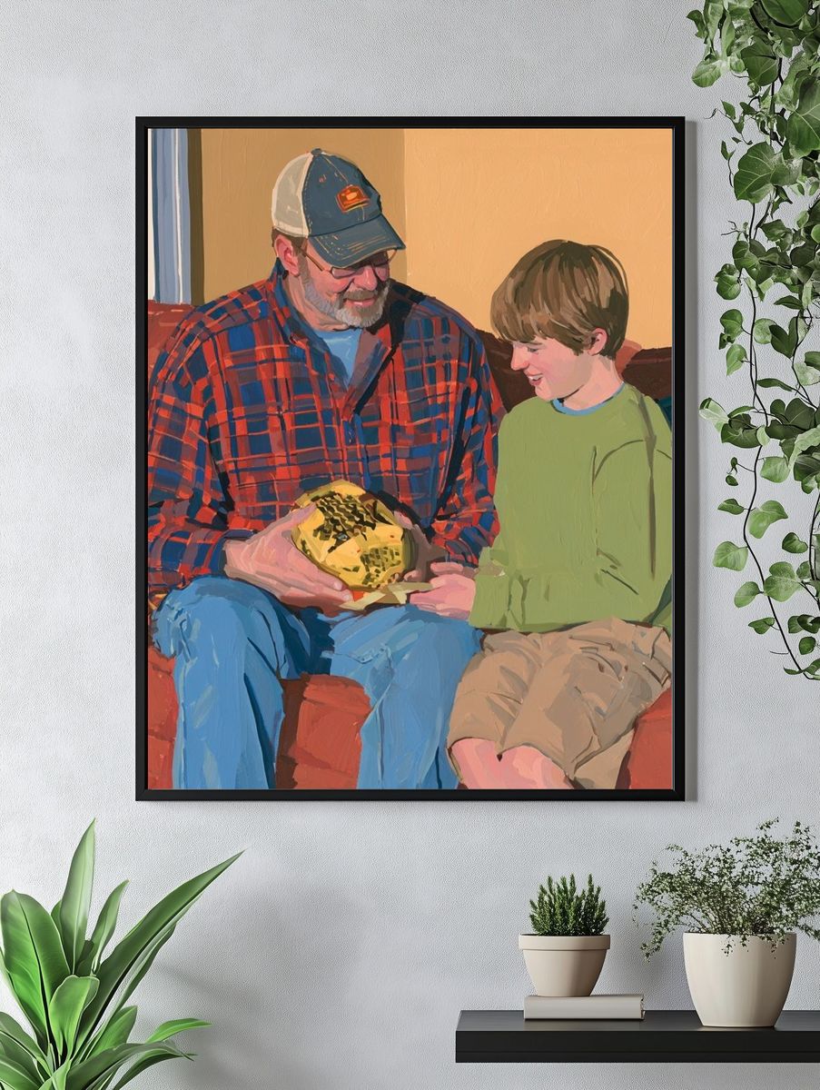 Father and Son Portrait Print. — room view 4