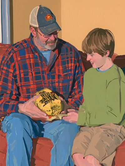 Father and Son Portrait Print. poster