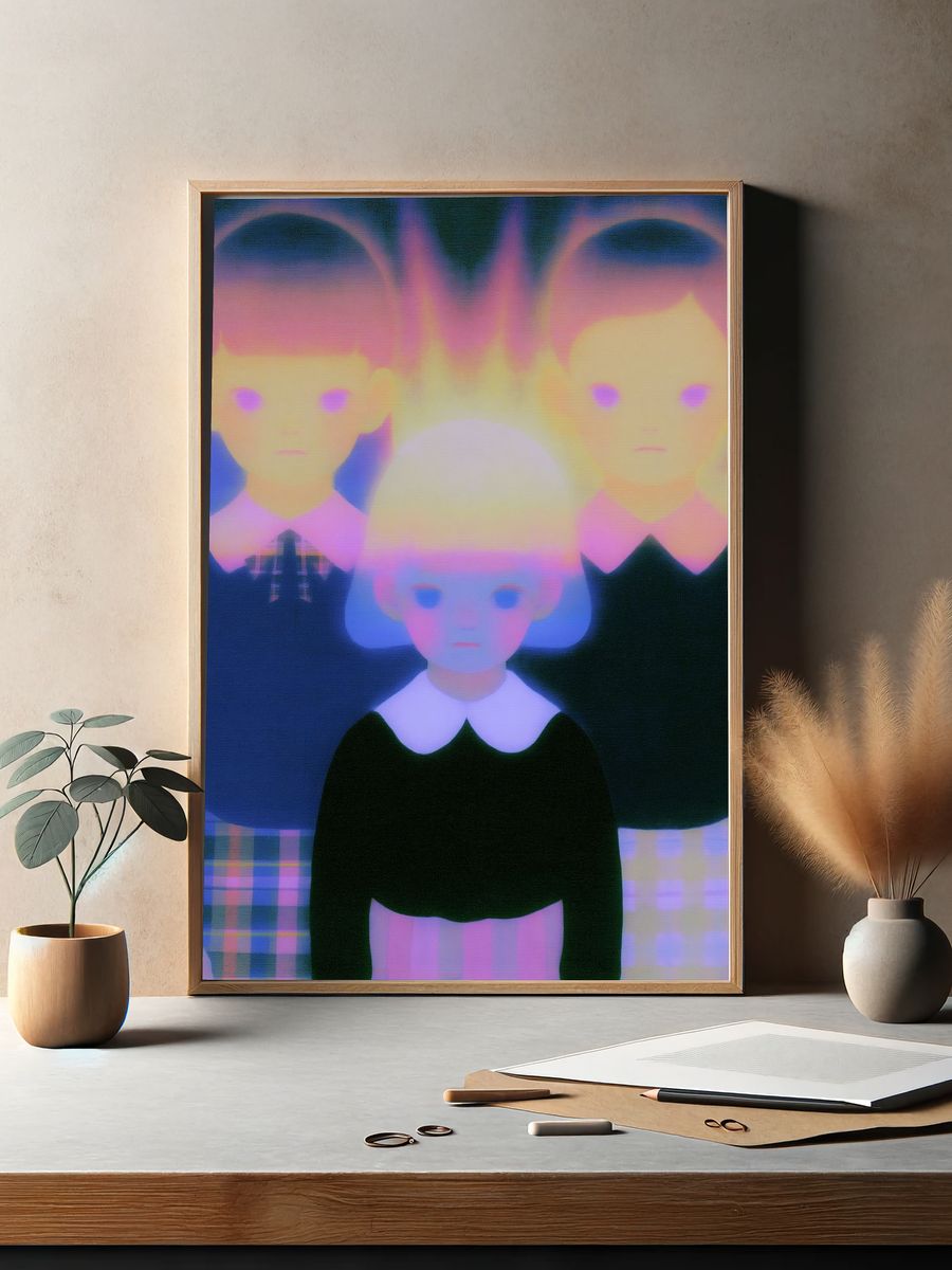 Neon Trio Portrait Print. — room view 2