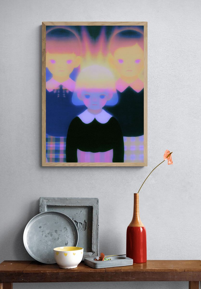 Neon Trio Portrait Print. — room view 3