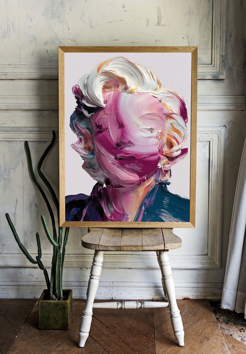Abstract Painted Portrait Print. room preview