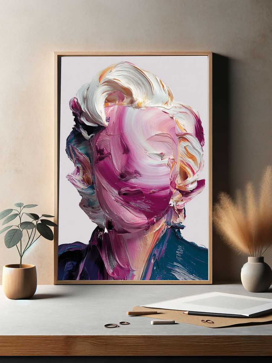 Abstract Painted Portrait Print. — room view 2